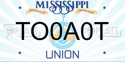 TO0A0T Mississippi License Plate