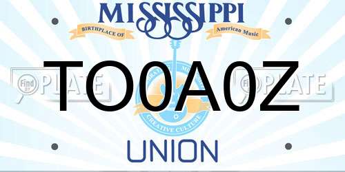 TO0A0Z Mississippi License Plate