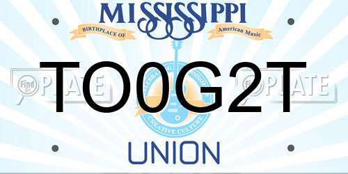 TO0G2T Mississippi License Plate