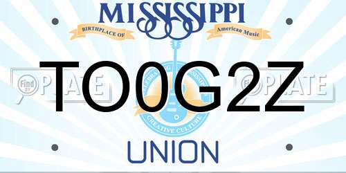 TO0G2Z Mississippi License Plate