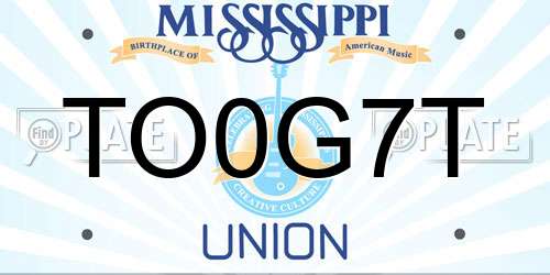 TO0G7T Mississippi License Plate