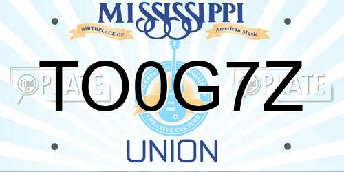 TO0G7Z Mississippi License Plate