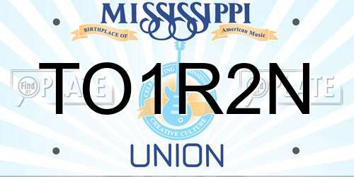 TO1R2N Mississippi License Plate