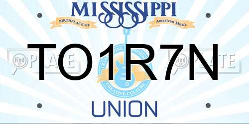 TO1R7N Mississippi License Plate