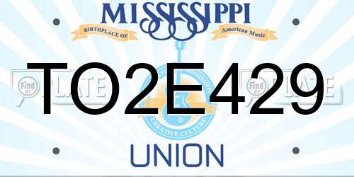 TO2E429 Mississippi License Plate