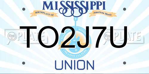 TO2J7U Mississippi License Plate