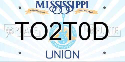 TO2T0D Mississippi License Plate