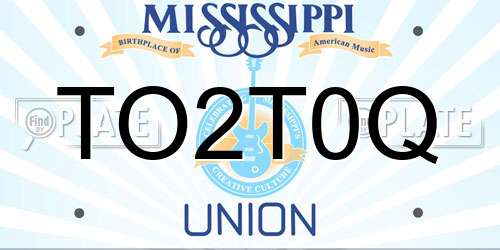 TO2T0Q Mississippi License Plate