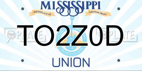 TO2Z0D Mississippi License Plate
