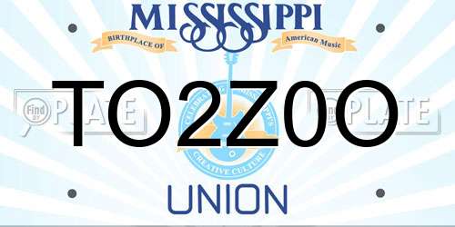 TO2Z0O Mississippi License Plate