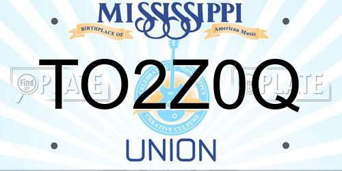 TO2Z0Q Mississippi License Plate
