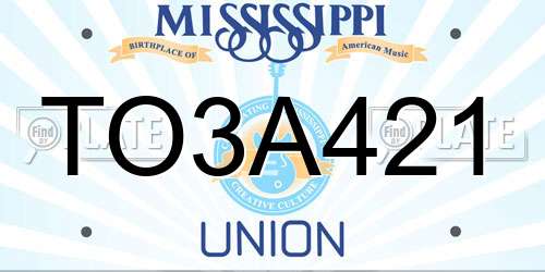 TO3A421 Mississippi License Plate