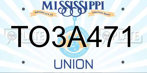 TO3A471 Mississippi License Plate
