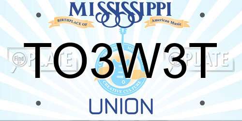 TO3W3T Mississippi License Plate