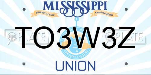 TO3W3Z Mississippi License Plate