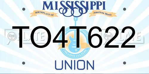 TO4T622 Mississippi License Plate