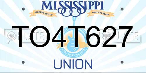 TO4T627 Mississippi License Plate