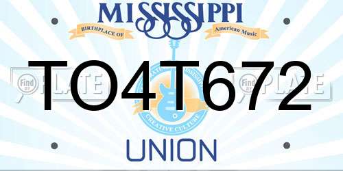 TO4T672 Mississippi License Plate