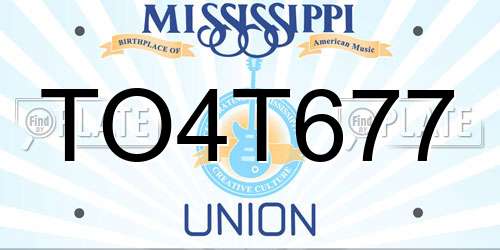 TO4T677 Mississippi License Plate