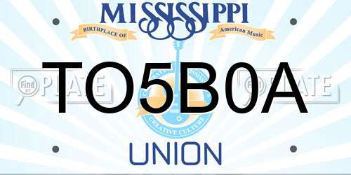 TO5B0A Mississippi License Plate