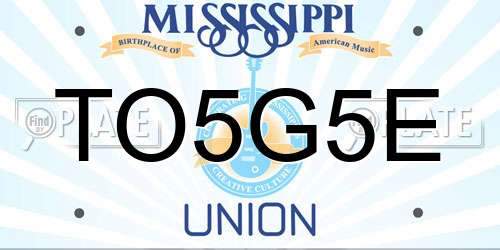 TO5G5E Mississippi License Plate