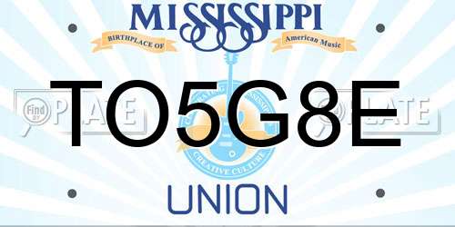 TO5G8E Mississippi License Plate