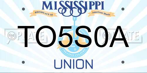 TO5S0A Mississippi License Plate