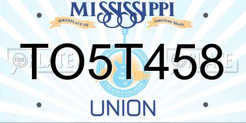 TO5T458 Mississippi License Plate