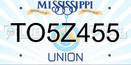 TO5Z455 Mississippi License Plate