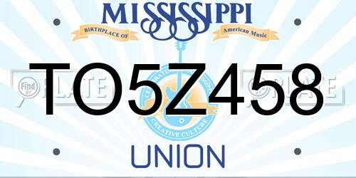 TO5Z458 Mississippi License Plate