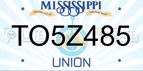 TO5Z485 Mississippi License Plate