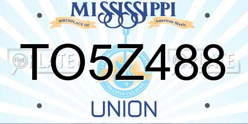 TO5Z488 Mississippi License Plate