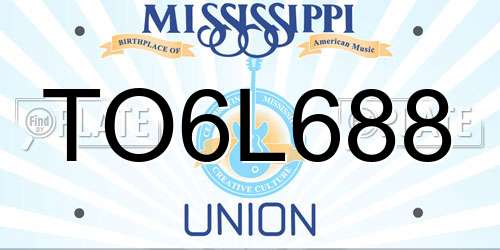 TO6L688 Mississippi License Plate