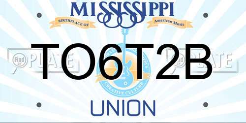 TO6T2B Mississippi License Plate