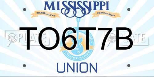 TO6T7B Mississippi License Plate