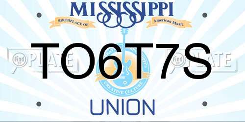 TO6T7S Mississippi License Plate