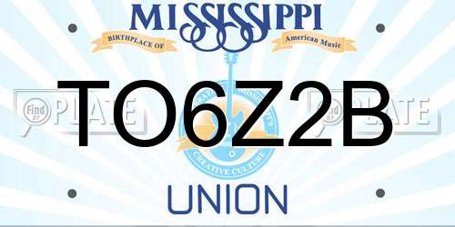TO6Z2B Mississippi License Plate