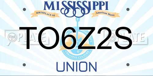 TO6Z2S Mississippi License Plate