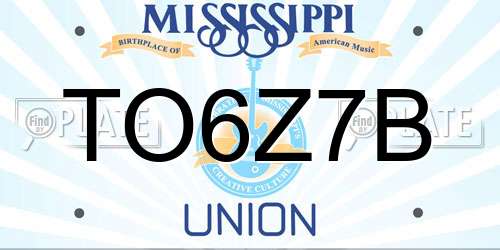 TO6Z7B Mississippi License Plate