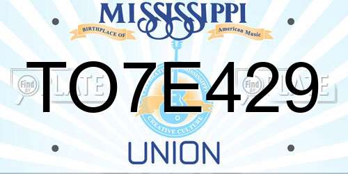 TO7E429 Mississippi License Plate