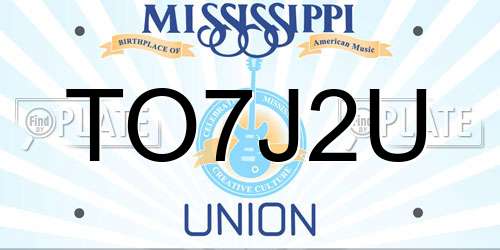 TO7J2U Mississippi License Plate