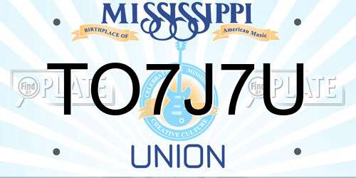 TO7J7U Mississippi License Plate