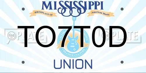 TO7T0D Mississippi License Plate