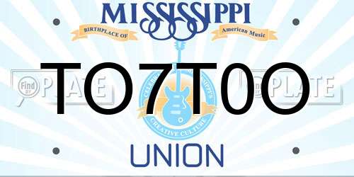 TO7T0O Mississippi License Plate