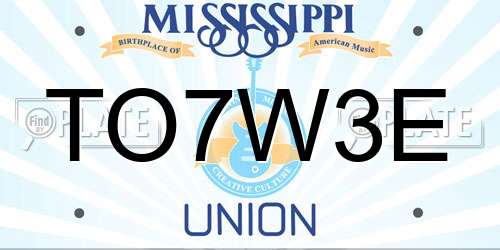 TO7W3E Mississippi License Plate
