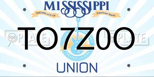 TO7Z0O Mississippi License Plate