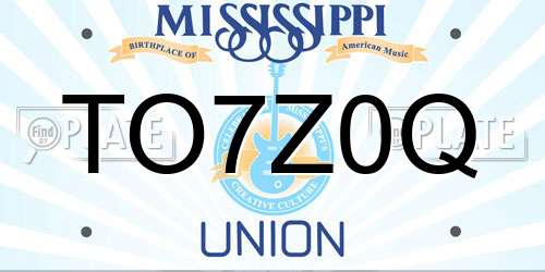 TO7Z0Q Mississippi License Plate