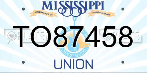 TO87458 Mississippi License Plate