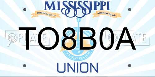 TO8B0A Mississippi License Plate