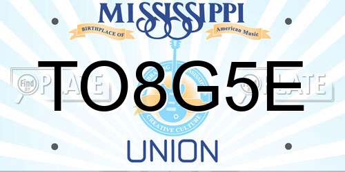 TO8G5E Mississippi License Plate